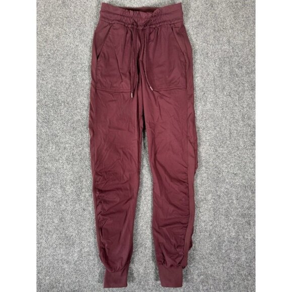 Lululemon Dance Studio Joggers Womens 0 Burgundy Drawstring Pants 27" EUC - Picture 1 of 14